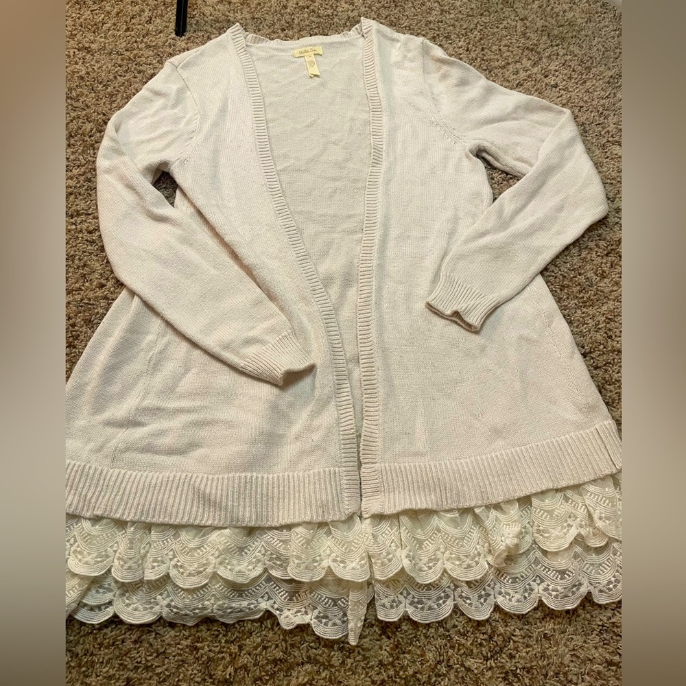 Matilda Jane cardigan sweater with lace and ruffles size small